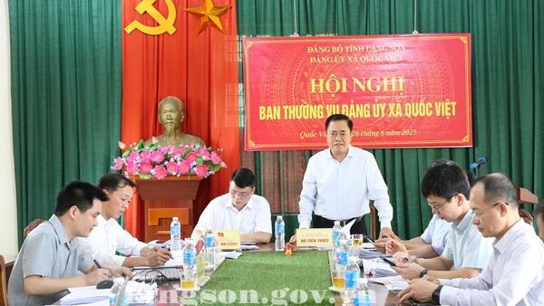 Đồng chí Hồ Tiến Thiệu, Chủ tịch UBND tỉnh kiểm tra vận hành thử nghiệm mô hình chính quyền cấp xã mới tại các xã Tràng Định, Đoàn Kết, Kháng Chiến, Quốc Khánh, Quốc Việt, Tân Tiến, Thất Khê