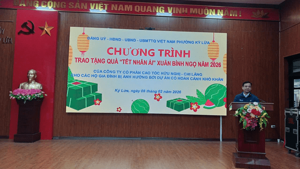 PHƯỜNG KỲ LỪA PHỐI HỢP VỚI CÔNG TY CỔ PHẦN CAO TỐC HỮU NGHỊ-CHI LĂNG TẶNG QUÀ TẾT CHO CÁC HỘ DÂN BỊ ẢNH HƯỞNG BỞI DỰ ÁN CAO TỐC HỮU NGHỊ-CHI LĂNG NHÂN DỊP TẾT NGUYÊN ĐÁN BÍNH NGỌ NĂM 2026