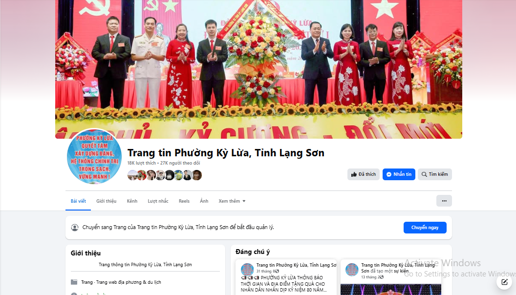 Trang Fanpage Trang tin phường Kỳ Lừa, tỉnh Lạng Sơn